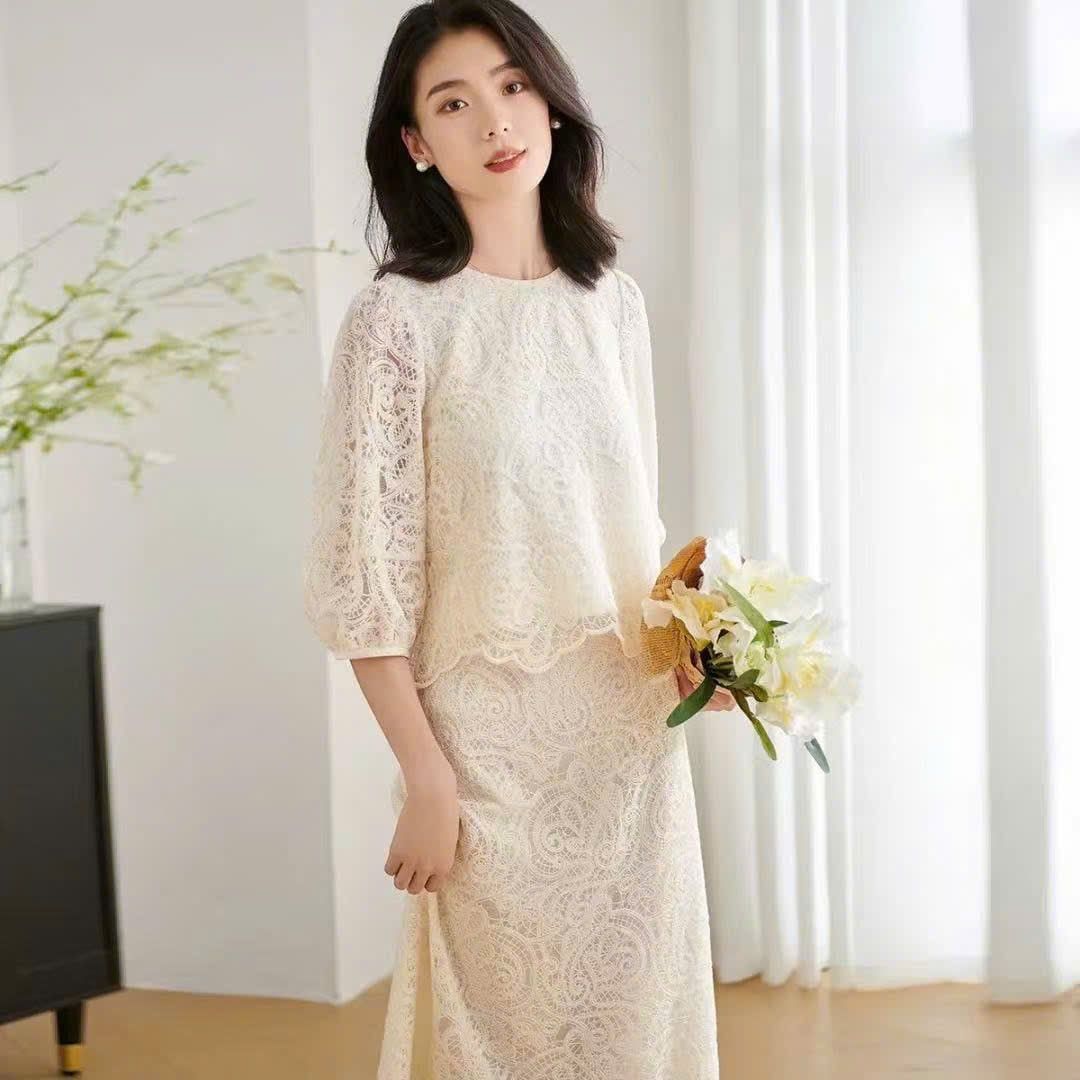  Set Áo + Chân Váy Ren 