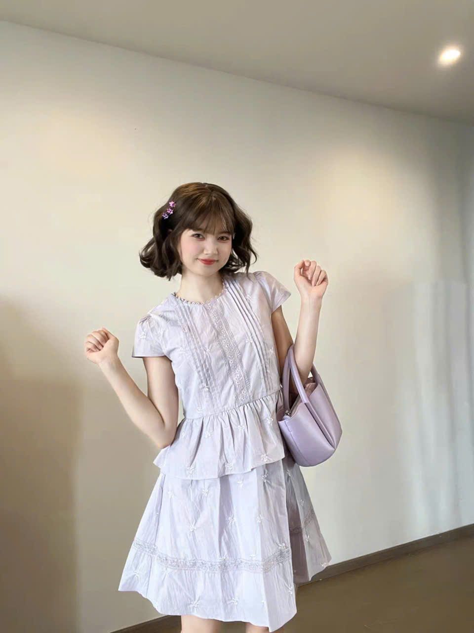  Váy Đầm Tím Nhạt Kiểu Hàn Quốc 
