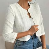  Áo Khoác Nữ Thắt Eo Viền Sóng 