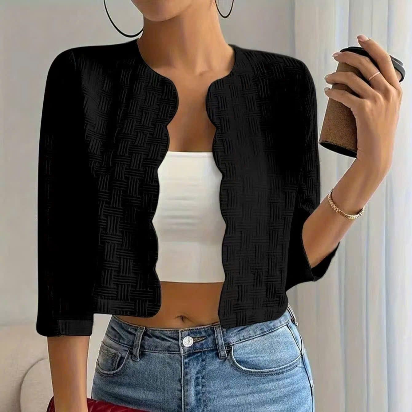  Áo Khoác Nữ Thắt Eo Viền Sóng 