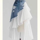  Đầm Trắng Phối Jeans Năng Động 