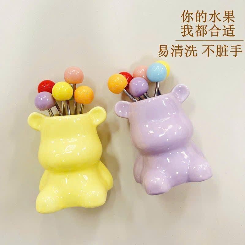  Gấu Sứ Đựng Đĩa Ăn Hoa Quả 