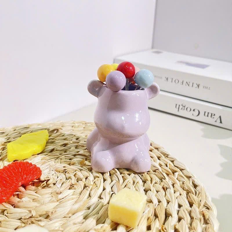  Gấu Sứ Đựng Đĩa Ăn Hoa Quả 