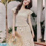  Set Áo + Váy Dệt Kim Nhẹ Nhàng 