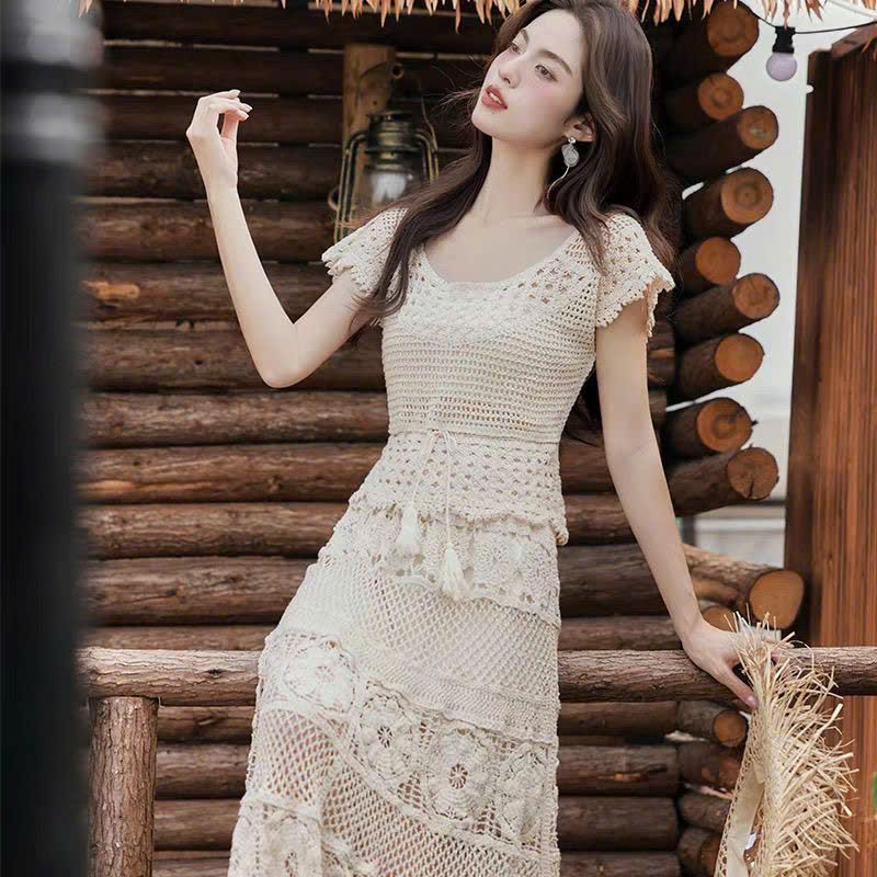  Set Áo + Váy Dệt Kim Nhẹ Nhàng 