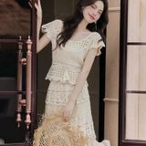  Set Áo + Váy Dệt Kim Nhẹ Nhàng 