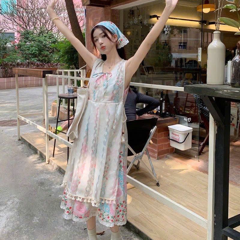  Váy Dài Hai Dây Hoa Bèo Nhún Tôn Dáng 