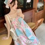  Váy Dài Hai Dây Hoa Bèo Nhún Tôn Dáng 