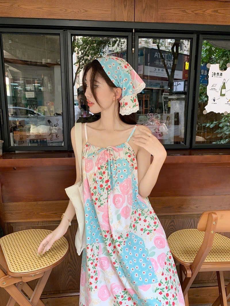  Váy Dài Hai Dây Hoa Bèo Nhún Tôn Dáng 