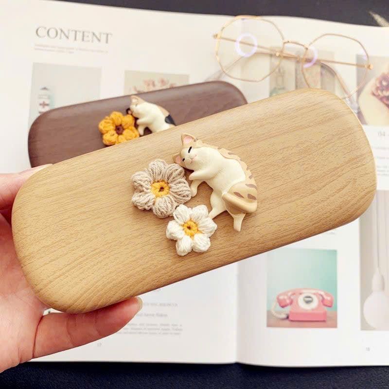  Hộp Gỗ Đựng Kính Mèo Lười 