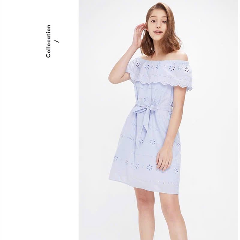  Đầm Sơ Mi Trễ Vai 