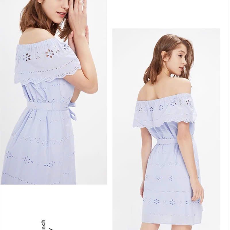  Đầm Sơ Mi Trễ Vai 