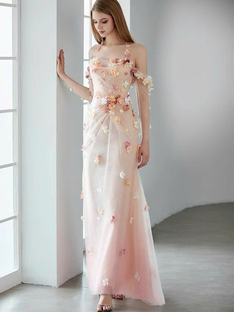  Váy Công Chúa Trễ Vai Đính Hoa 