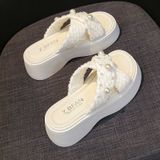  Dép Quai Ngang Đế Dày Đính Ngọc Trai 