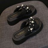  Dép Quai Ngang Đế Dày Đính Ngọc Trai 