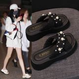  Dép Quai Ngang Đế Dày Đính Ngọc Trai 