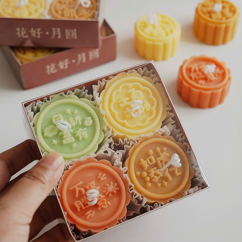  Set 4 Nến Thơm Trang Trí Bánh Trung Thu 