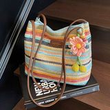  Túi Đeo Vai Dệt Sọc Cầu Vồng 