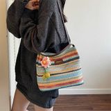  Túi Đeo Vai Dệt Sọc Cầu Vồng 