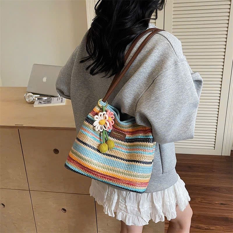  Túi Đeo Vai Dệt Sọc Cầu Vồng 