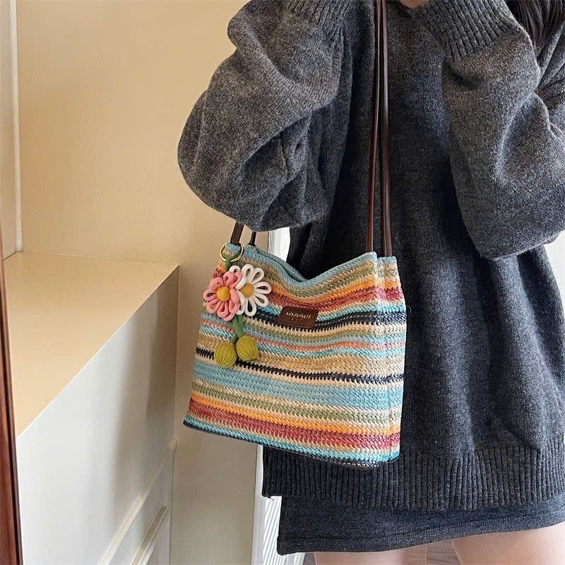  Túi Đeo Vai Dệt Sọc Cầu Vồng 