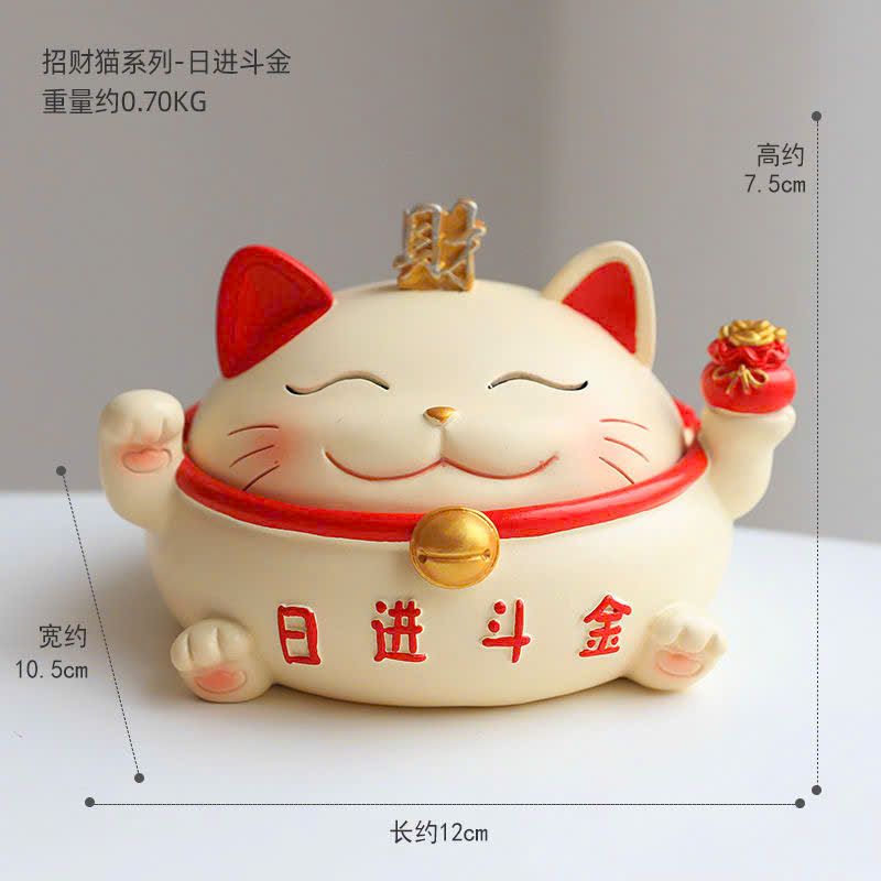  Gạt Tàn Thuốc Hình Mèo Thần Tài Có Nắp 