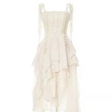  Đầm Corset Voan Hoa Xòe Dài 