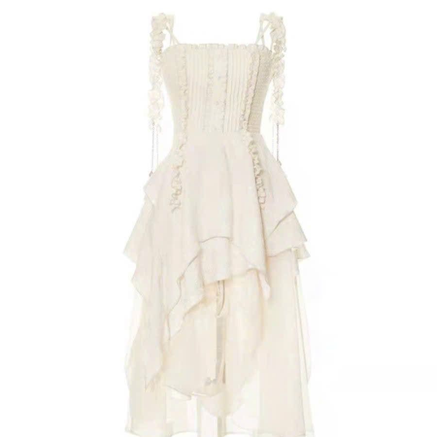  Đầm Corset Voan Hoa Xòe Dài 