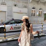  Đầm caro dáng chữ A phong cách Pháp 