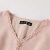  Đầm Xòe Xếp Li Vải Bố Hồng 