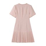  Đầm Xòe Xếp Li Vải Bố Hồng 