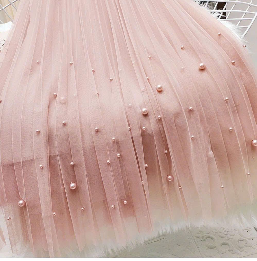  Chân Váy Xếp Ly Voan Đính Nơ Ngọc 