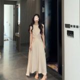  Set Áo + Chân Váy Dài Màu Kem Size SML 