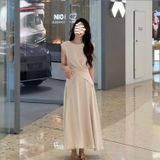  Set Áo + Chân Váy Dài Màu Kem Size SML 