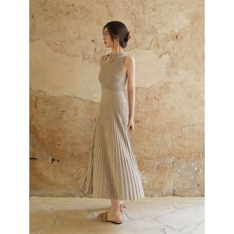  Váy Dài Dệt Kim Xếp Ly Thời Trang 