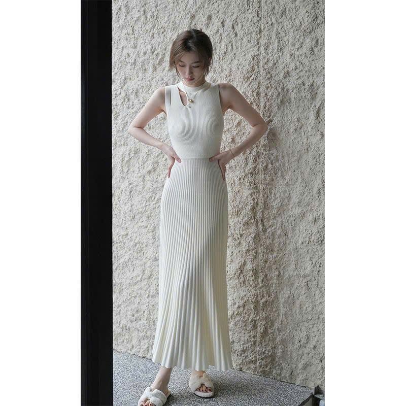  Váy Dài Dệt Kim Xếp Ly Thời Trang 