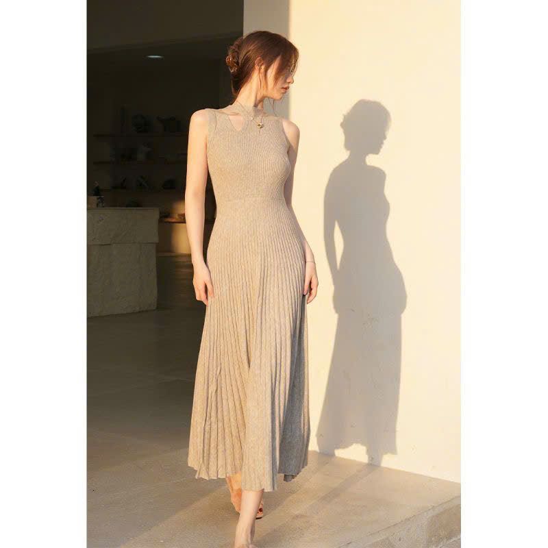  Váy Dài Dệt Kim Xếp Ly Thời Trang 