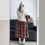  Chân Váy Dài Caro Lông Nhung 