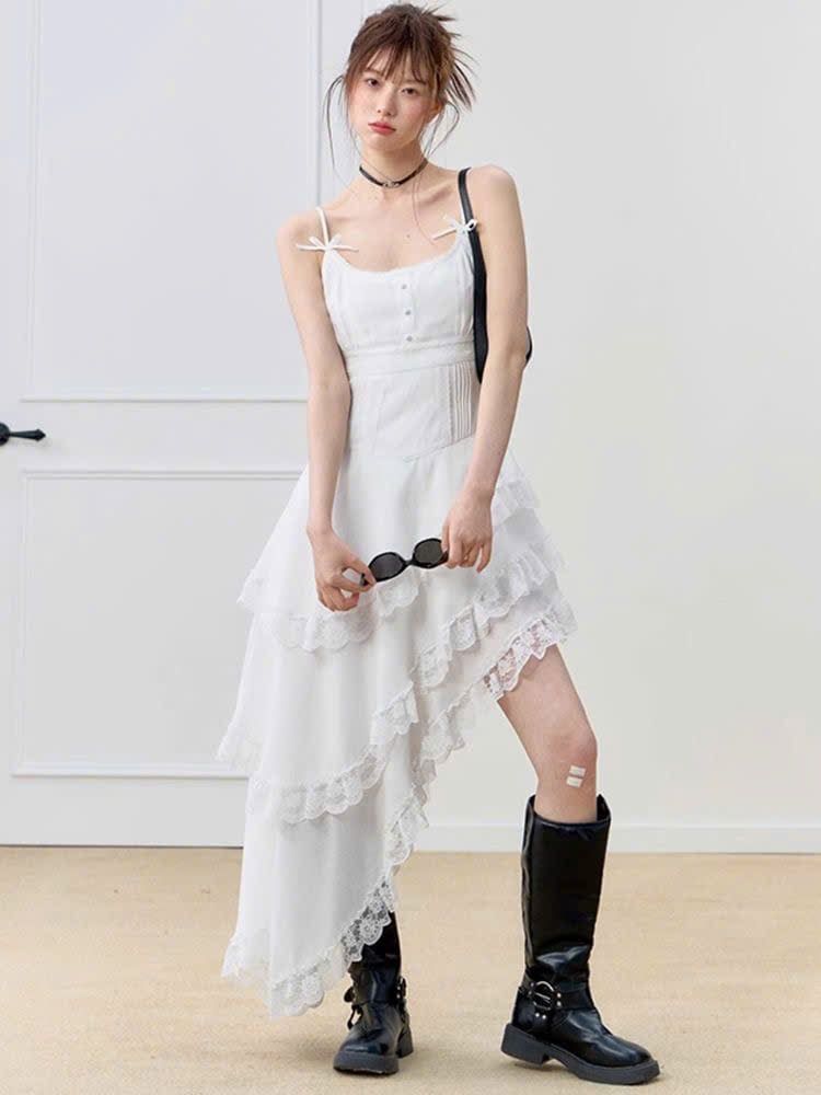  Váy Đầm Hai Dây Màu Trắng Cho Nữ 