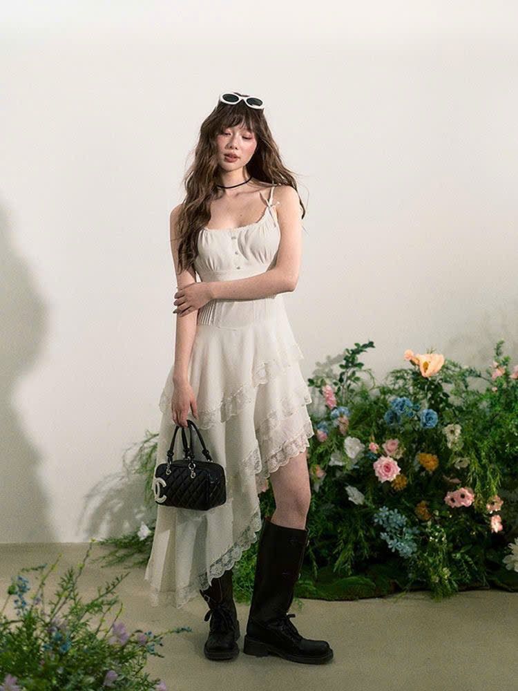  Váy Đầm Hai Dây Màu Trắng Cho Nữ 