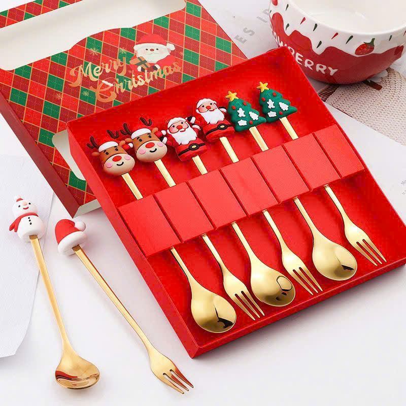  Set 6 Muỗng Nĩa Quà Tặng Giáng Sinh 