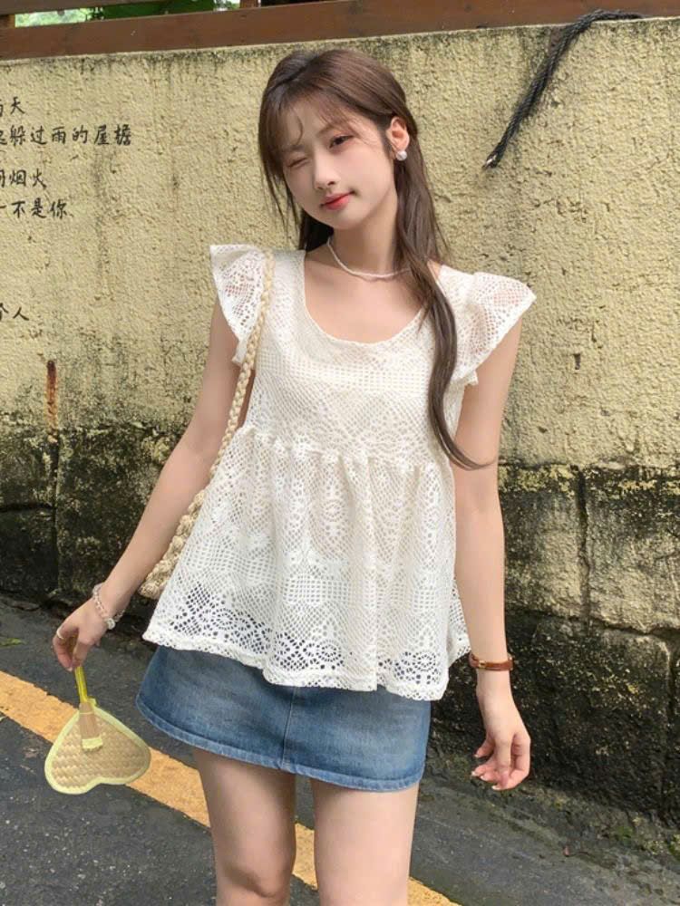  Áo Tay Bèo Họa Tiết Lưới Ren 