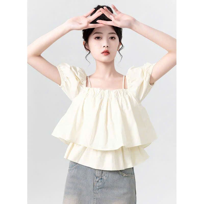  Áo Sơ Mi Babydoll Tay Phồng 