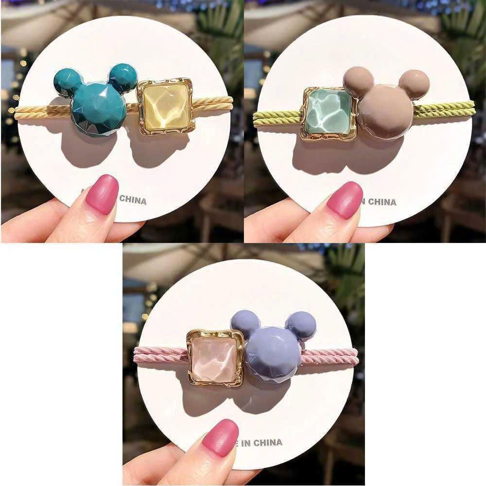  Set 5 Dây Cột Tóc Mickey Đính Đá 