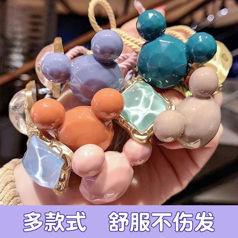  Set 5 Dây Cột Tóc Mickey Đính Đá 