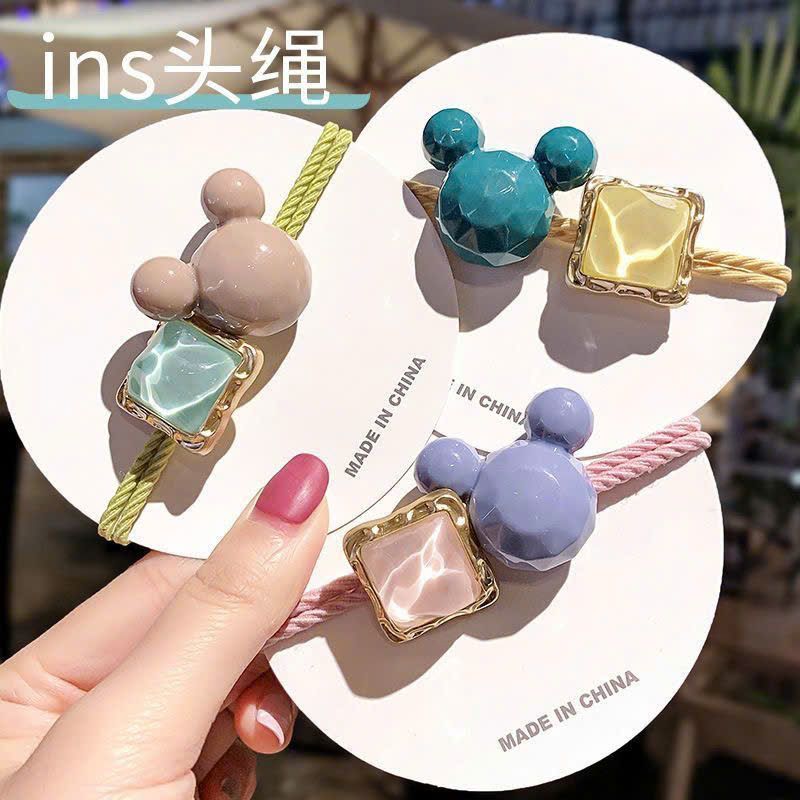  Set 5 Dây Cột Tóc Mickey Đính Đá 