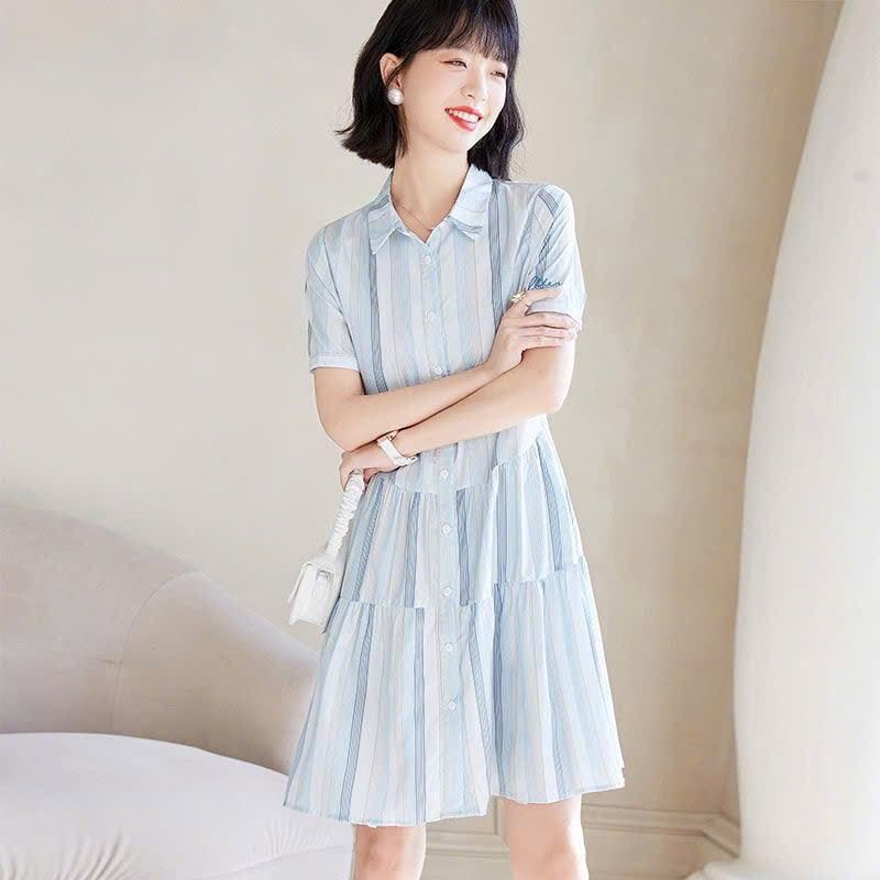  Đầm Babydoll Sơ Mi Xếp Nếp 