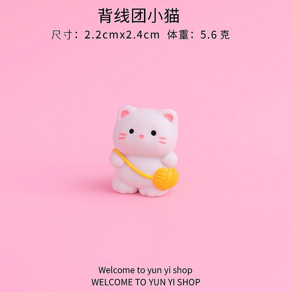  Set Tượng Mini 5 Mèo Con Dễ Thương 