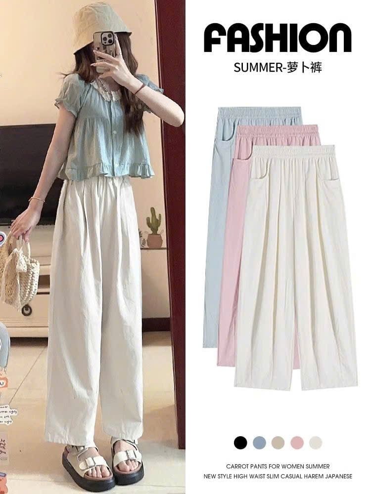  Quần Ống Rộng Lưng Cao Xếp Ly 