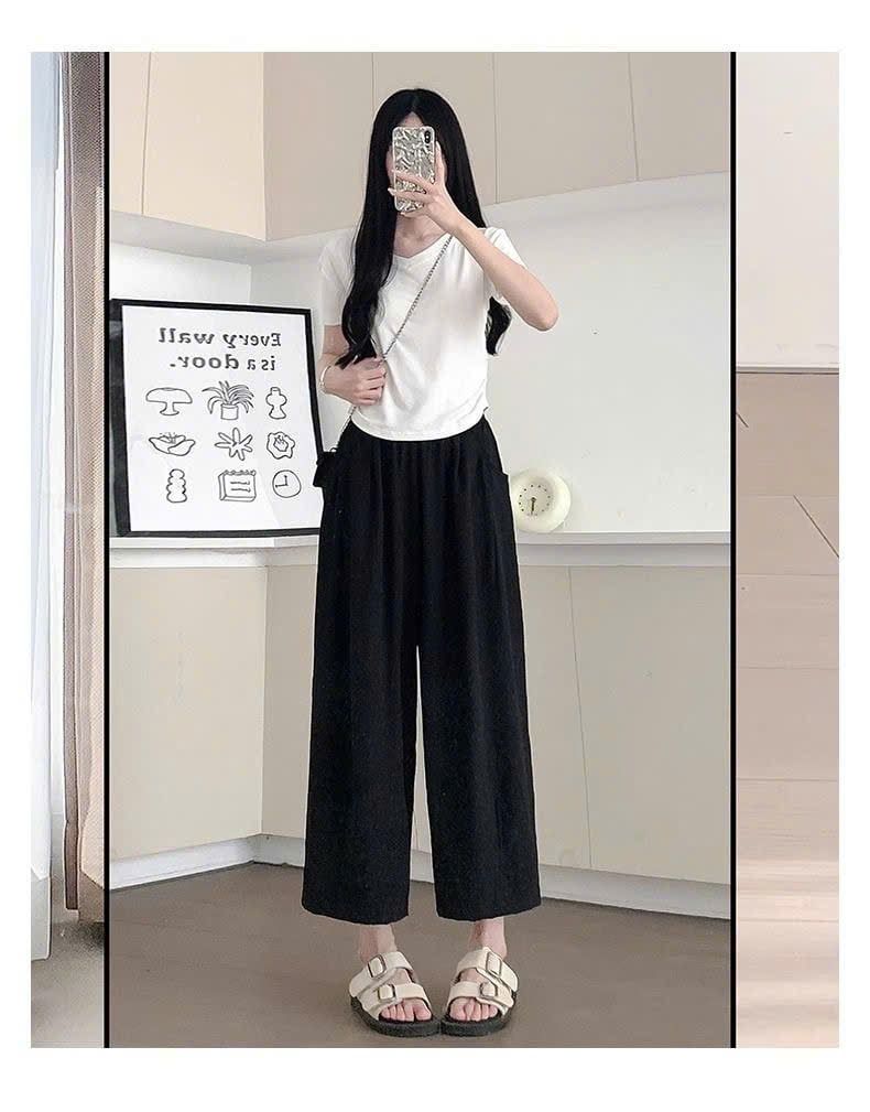  Quần Ống Rộng Lưng Cao Xếp Ly 
